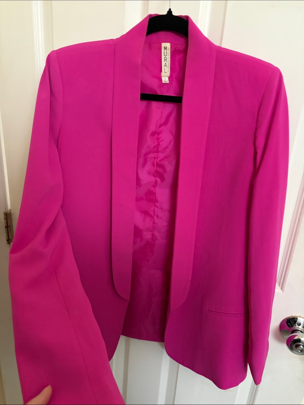 Mural Women's Fuchsia Open-Front Blazer